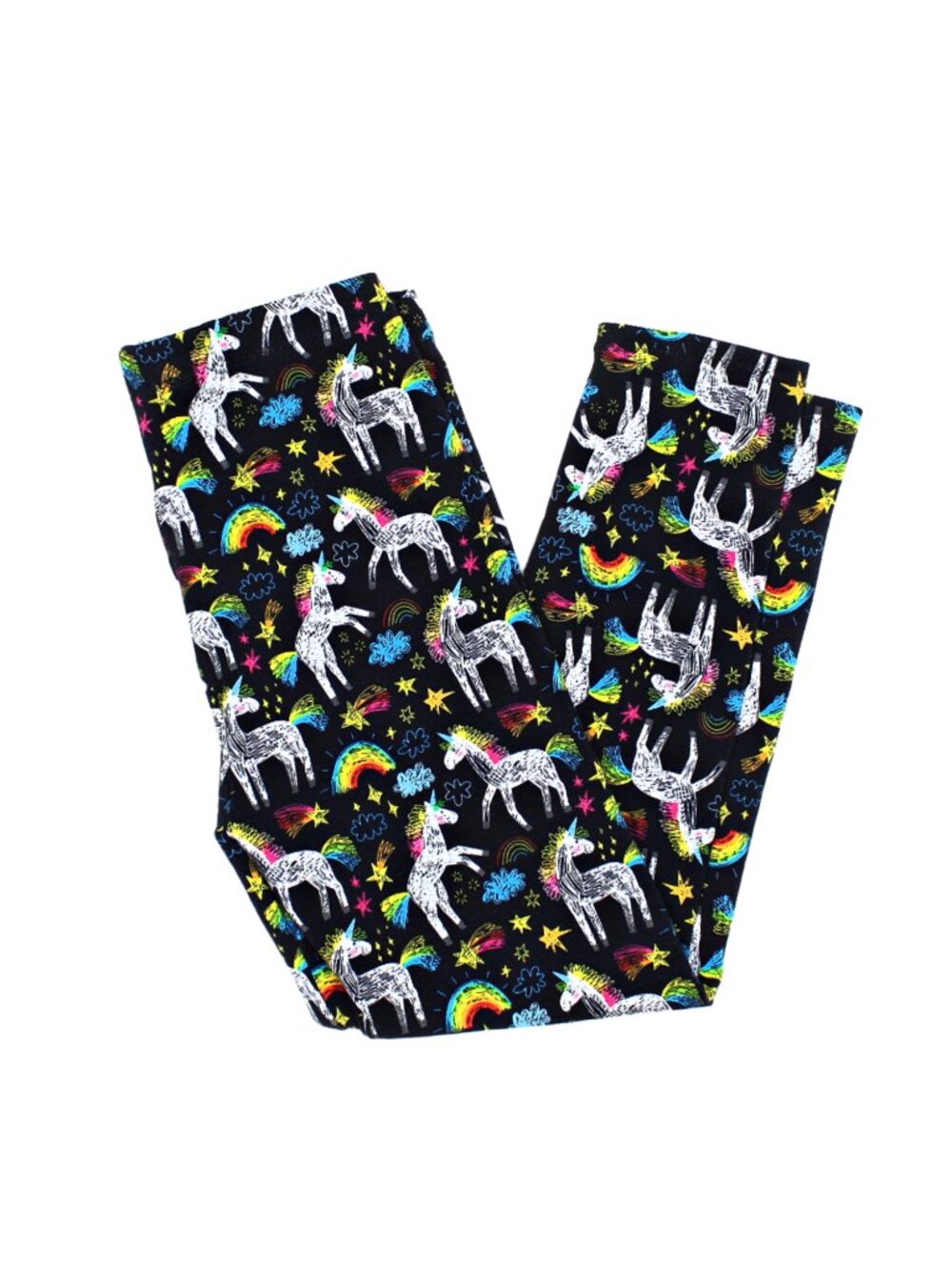 4t Black Doodle Unicorn Leggings
